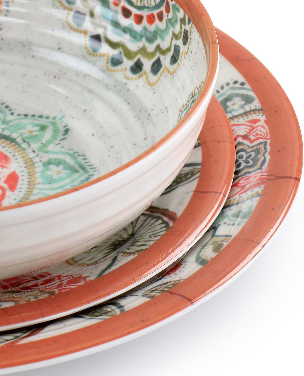 12 Piece Melamine Dinnerware Set, Multi Colored Y4653