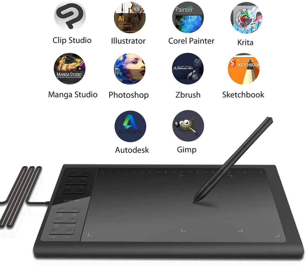 Drawing Tablet 10 X 6 Inches with Pressure Sensitive Stylus Pack of 2 B41044