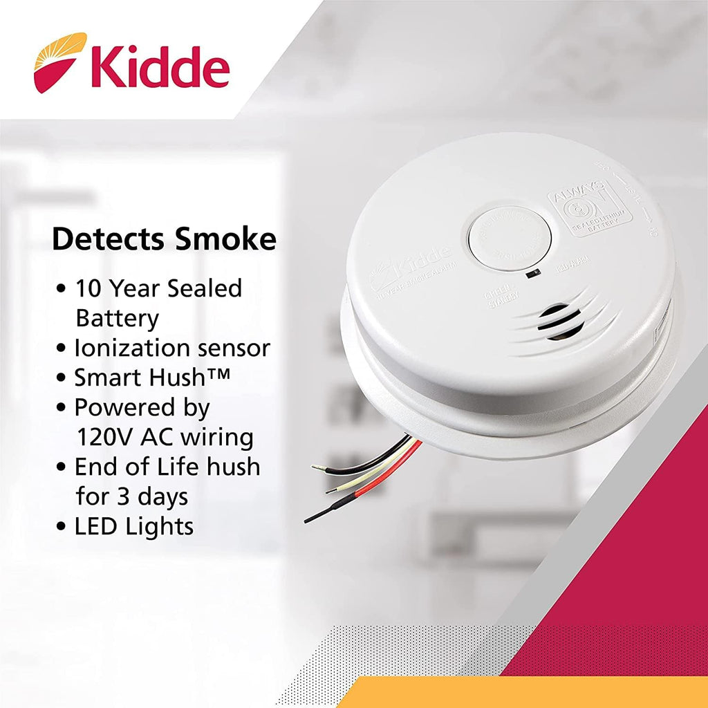 Pack of 6 Hardwired Smoke Alarm with Lithium Battery Backup W55384