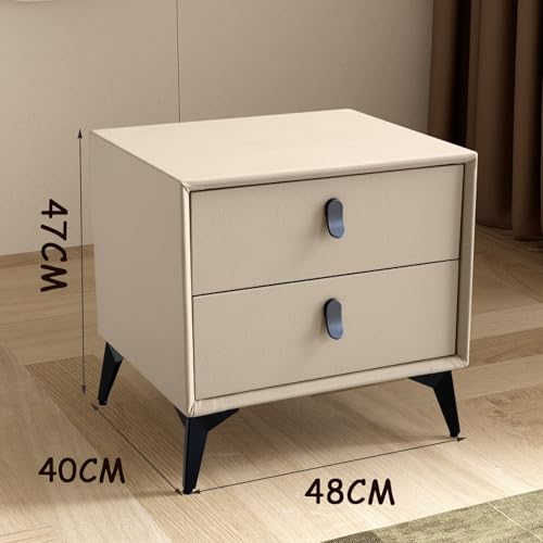 White 2 Drawer Nightstand with Fabric Storage Y22157