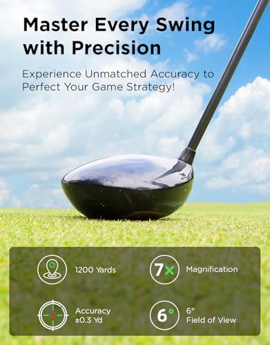 Golf Rangefinder with Slope, 1200Y Laser Range Finder, 7X Magnification, Flag Lock with Vibration, USB-C Rechargeable, Waterproof T57562