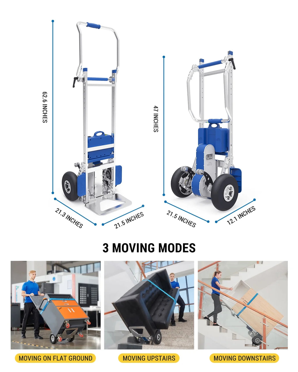 Electric Stair Climbing Hand Truck with Auto Edge Brake, 375LBS Capacity Aluminum Hand Truck F675