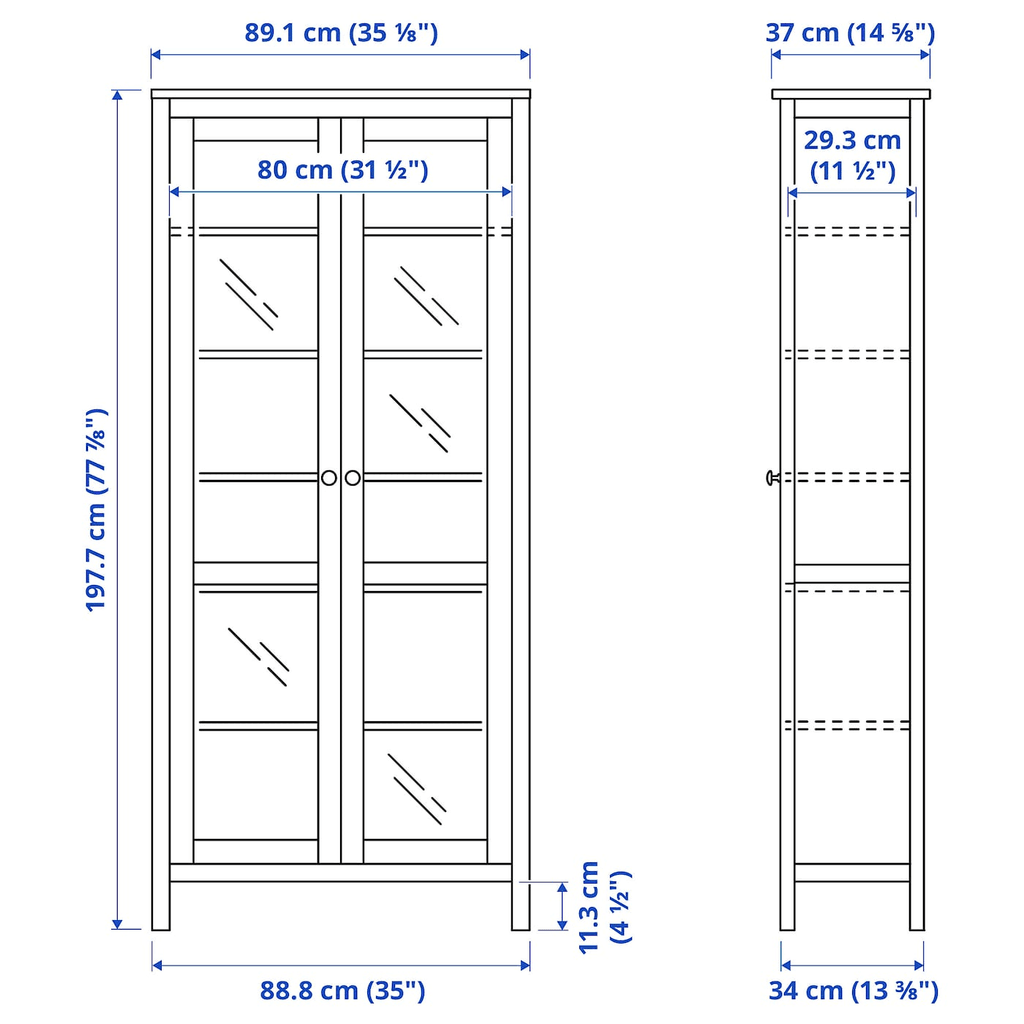 White Stain Glass-Door Cabinet H166743
