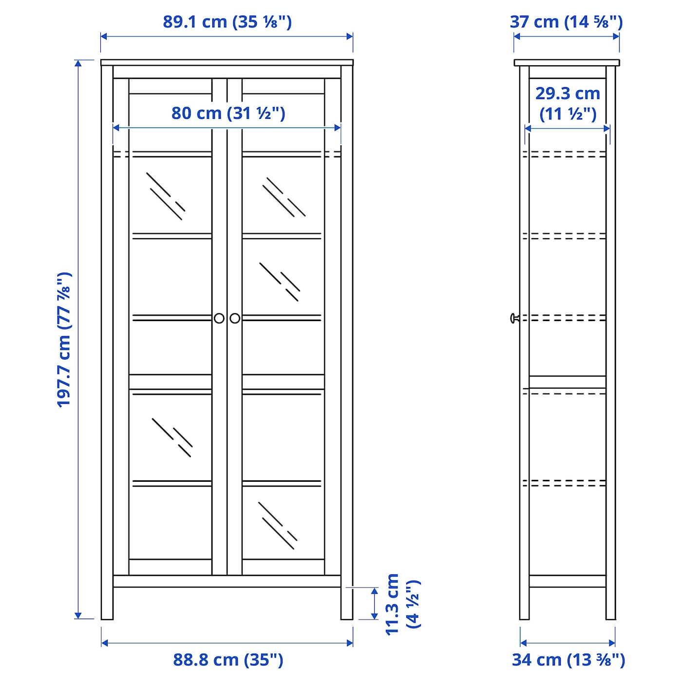 White Stain Glass-Door Cabinet H166743