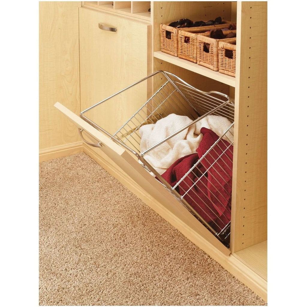 Tilt Out Hamper Basket, Satin Nickel F384446