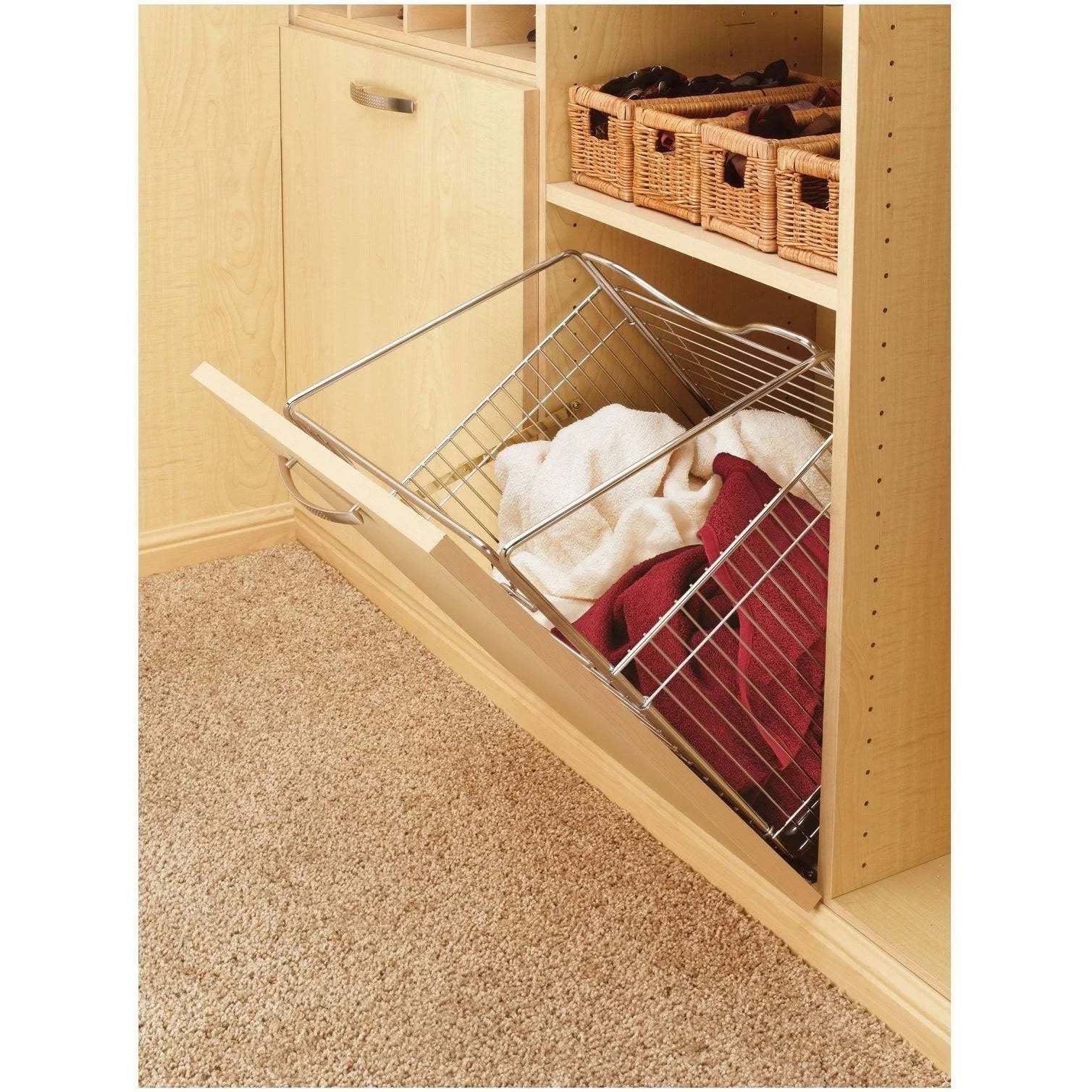 Tilt Out Hamper Basket, Satin Nickel F384446