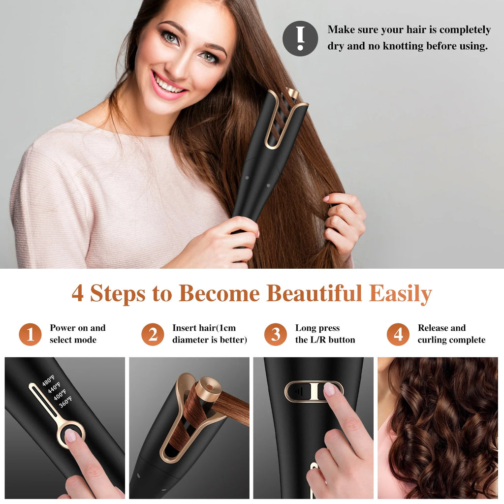 Gold 1" Rotating Barrel Curling Iron P683