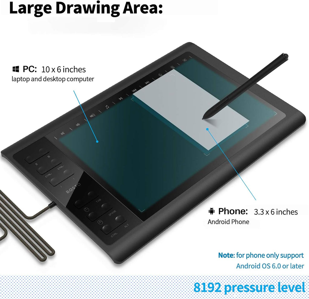 Drawing Tablet 10 X 6 Inches with Pressure Sensitive Stylus Pack of 2 B41044