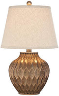 22" High Warm Bronze Brown Fabric Drum Shade Accent Table Lamp N700