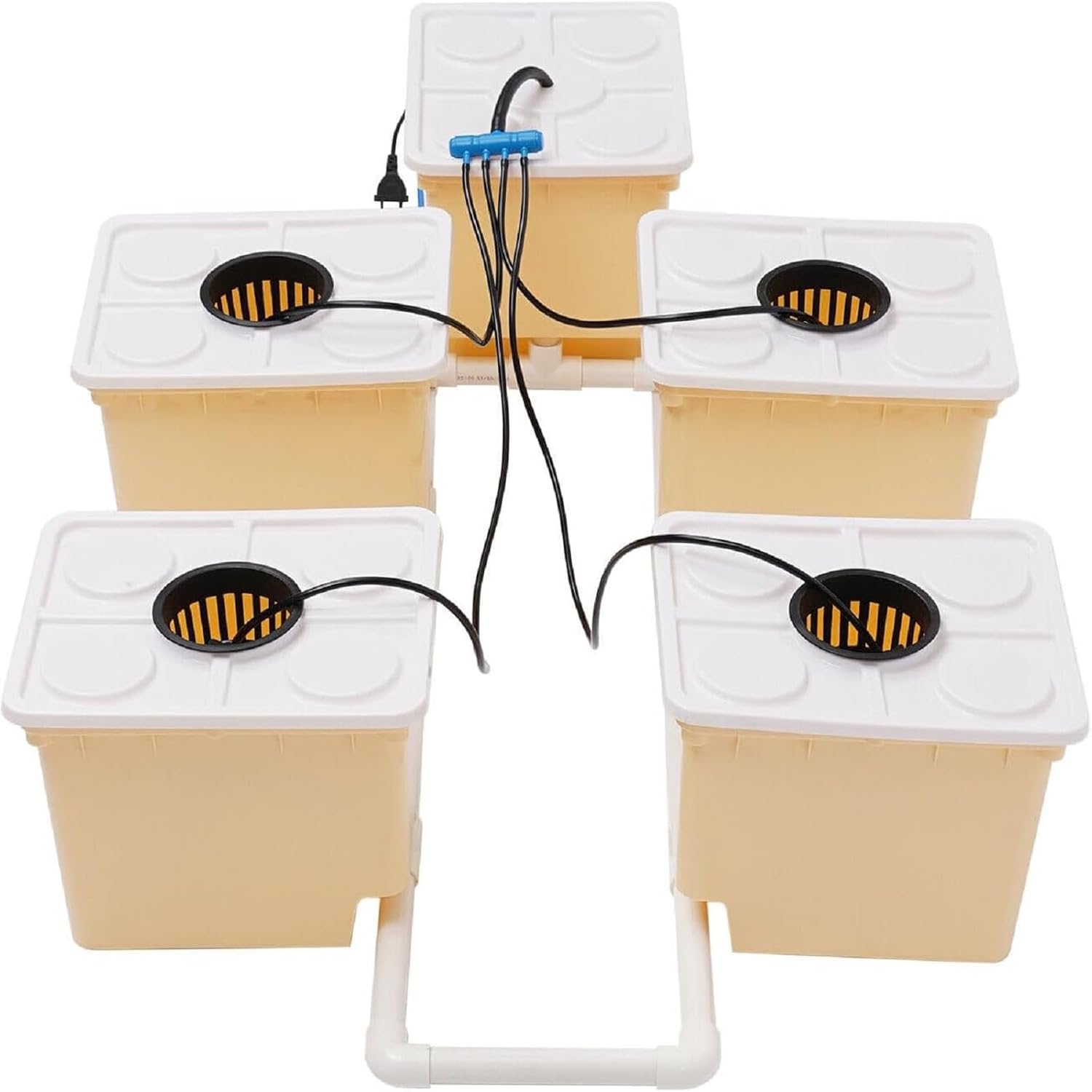 2.91 Gallon Deep Water Culture Hydroponic System with 5 Sites Dutch Buckets F9477
