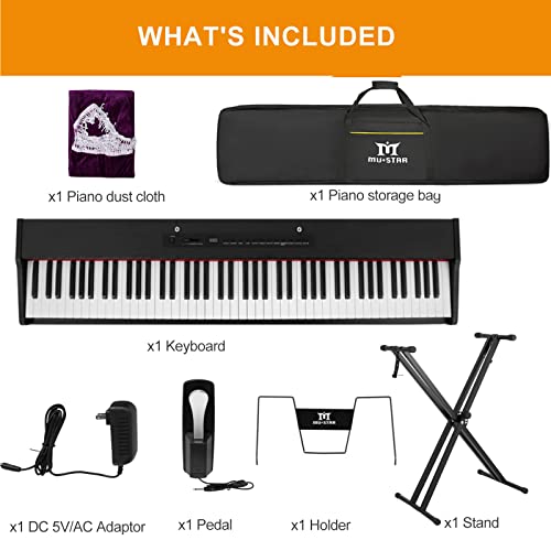 Black 88 Key Weighted Hammer Action Digital Piano with Stand, Sustain Pedal Q7167