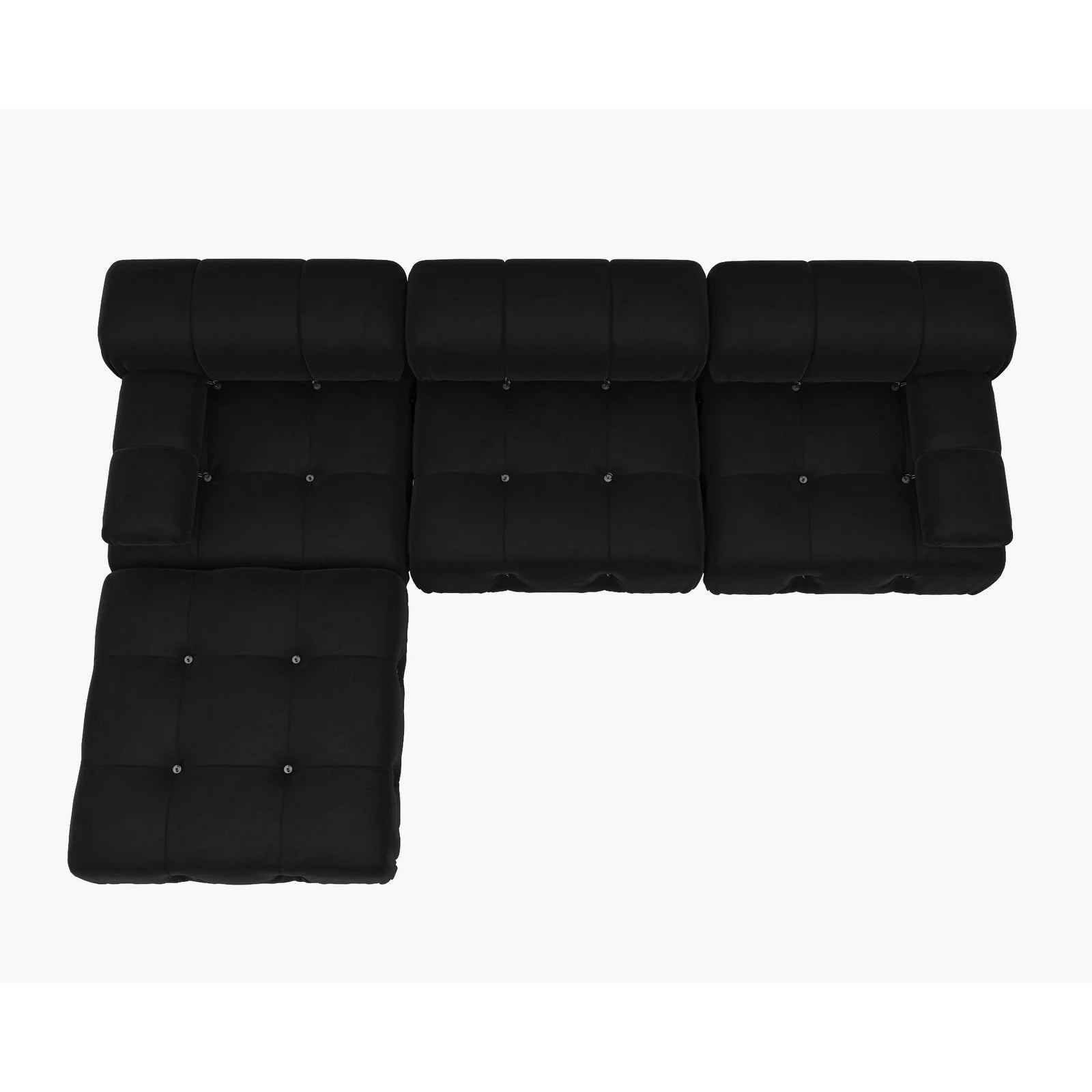 Black Velvet L-Shape Modular Sectional Sofa Q240