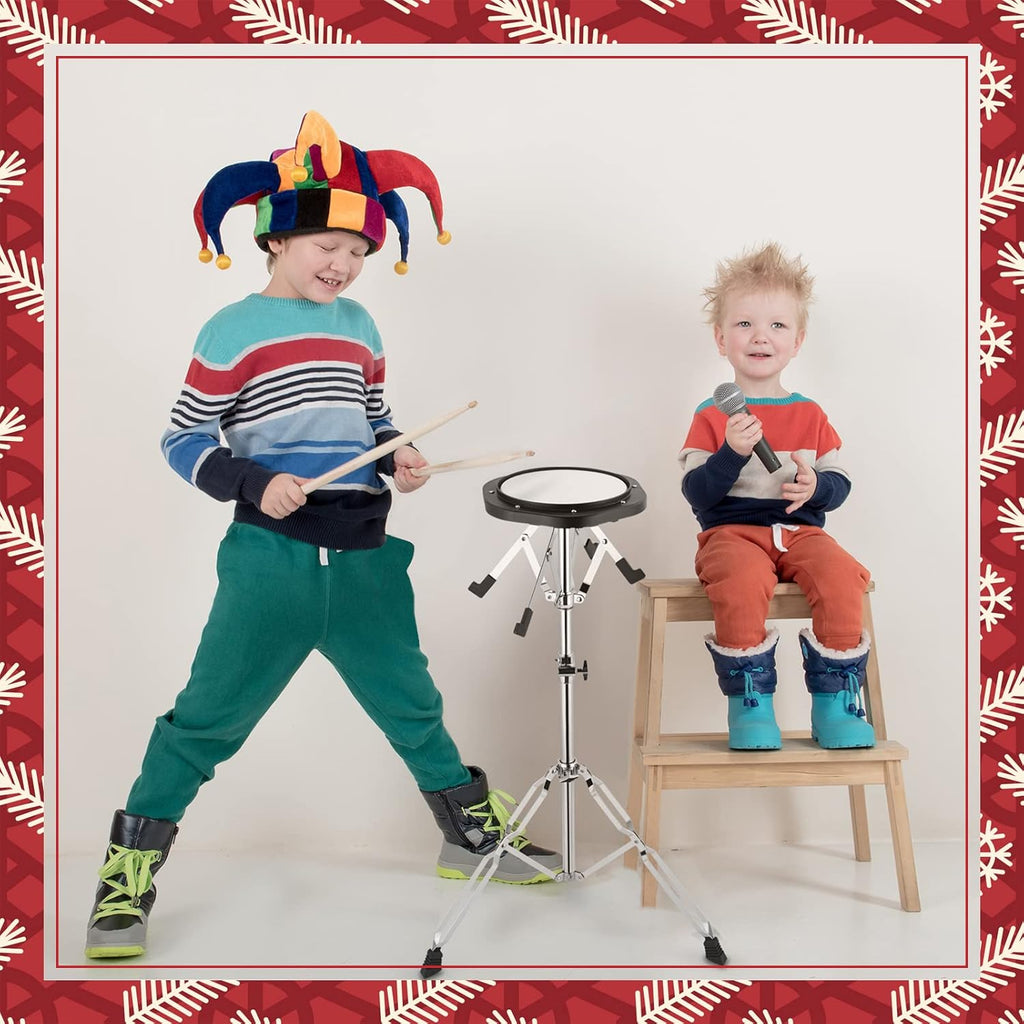 32 Note Glockenspiel Xylophone Bell Kit with 8 Inch Drum Practice Pad, Stand, Carrying Bag O3076