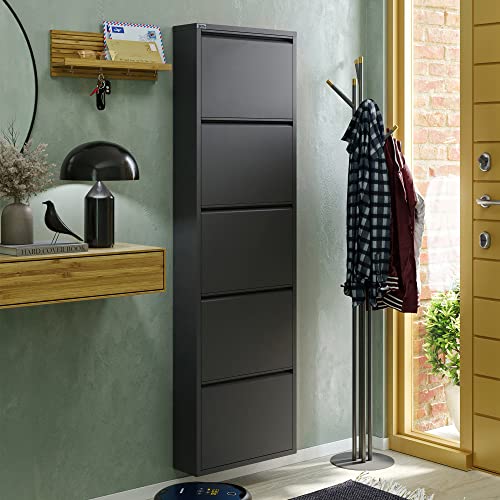 5 Tier Metal Shoe Cabinet with Cover, Anthracite K82653