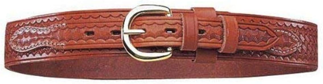 Basket Weave Tan Finish Brass Buckle Belt, 1.75" Width, SZ42 R381240