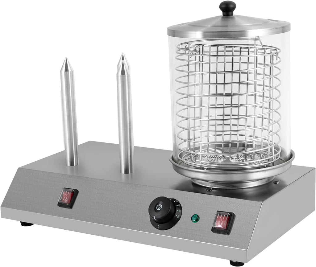 Electric Hot Dog Steamer & Bun Warmer Stainless Steel Portable Commercial 86-230℉ 19.72x10.94x14.57in G897