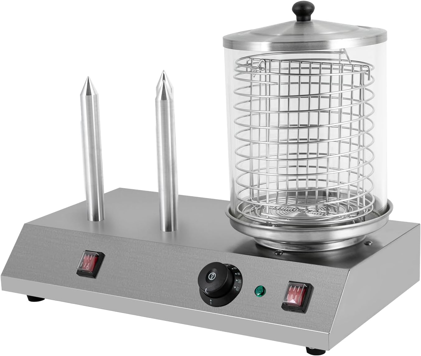 Electric Hot Dog Steamer & Bun Warmer Stainless Steel Portable Commercial 86-230℉ 19.72x10.94x14.57in G897