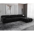 Black Velvet L-Shape Modular Sectional Sofa Q240