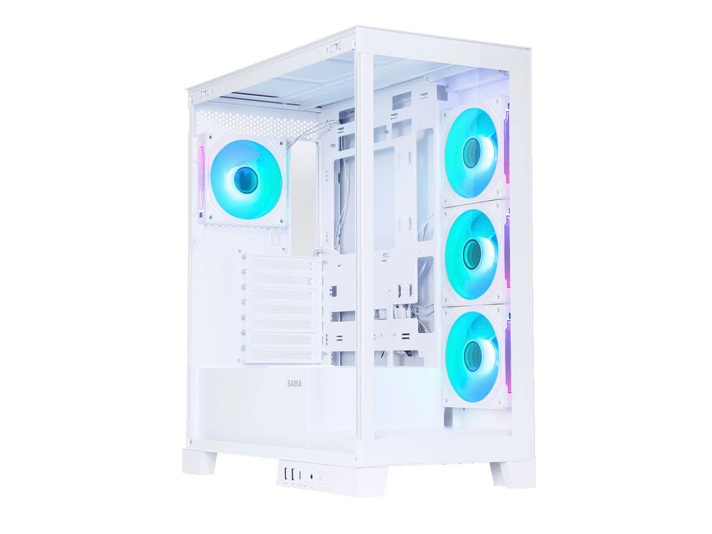 White Dual USB3.0 and Type C Tempered Glass ATX Mid Tower Computer Case with 4 x 120mm ARGB Fans C312832