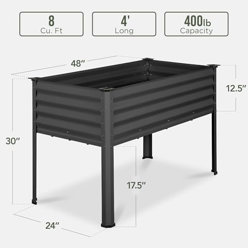 Galvanized Raised Garden Bed Metal Elevated Planter Box Dark Green J5724