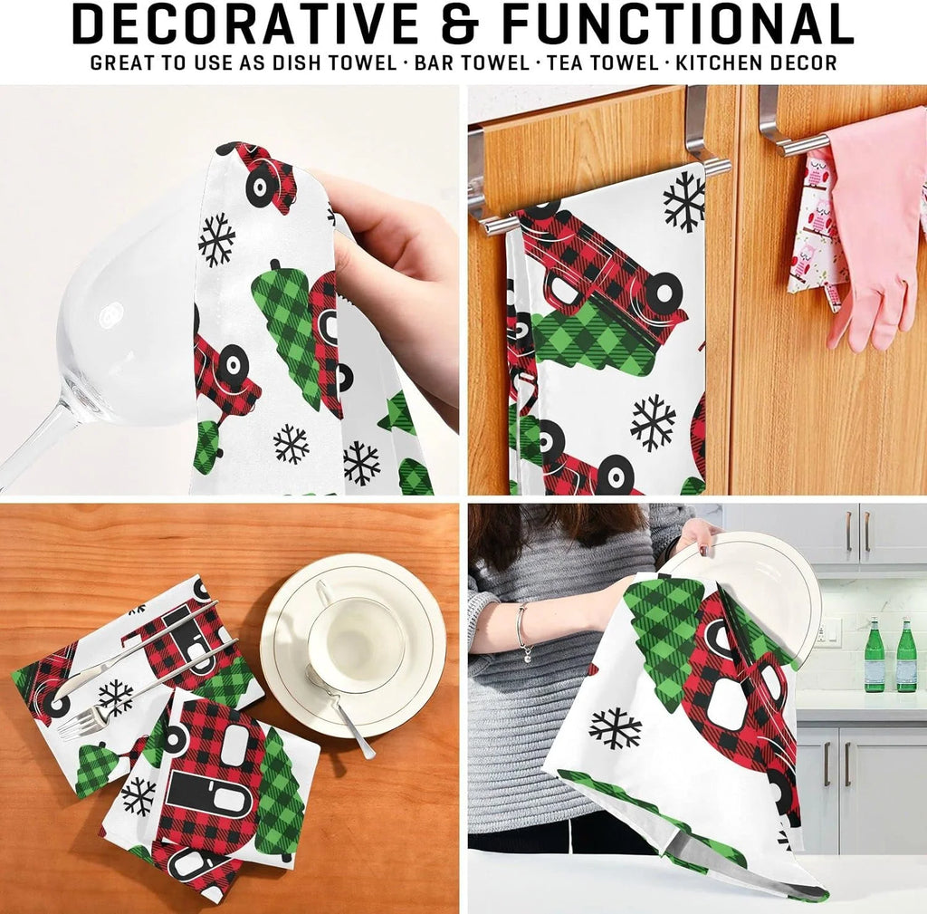 Plaid Red Kitchen Towels Set of 4 28'' x 18'' W8223
