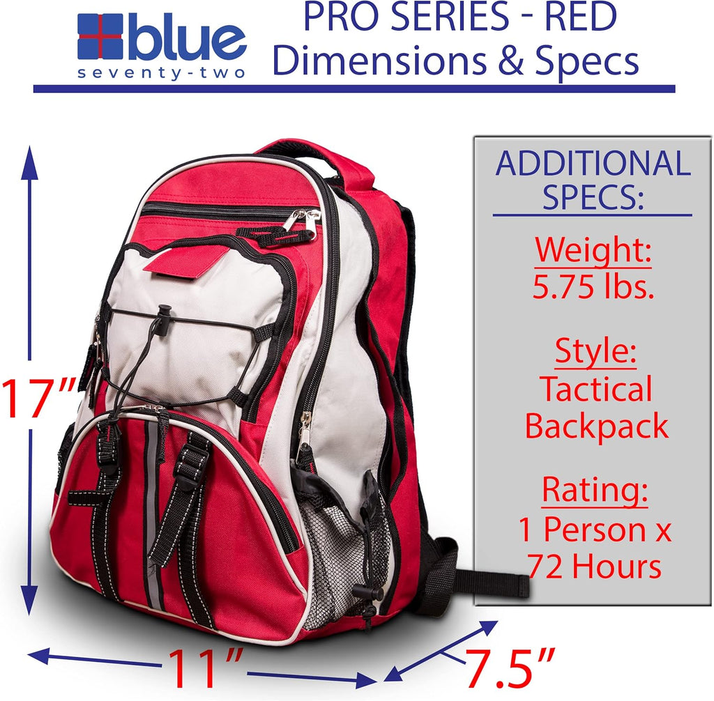 Red Deluxe 72 Hour Emergency Backpack Survival Kit Z6544