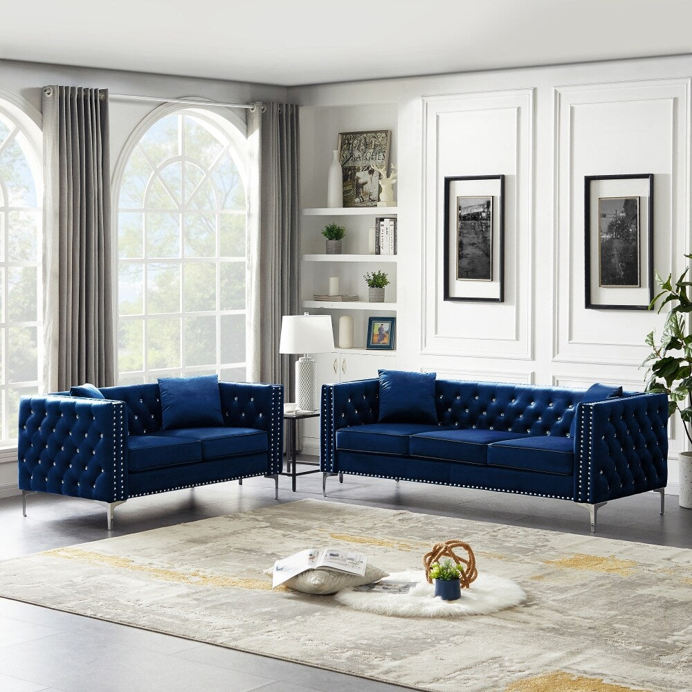 Grey 2 Piece Sofa and Loveseat Set V7372