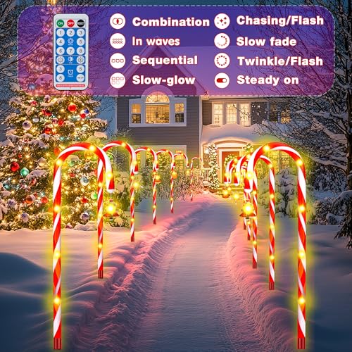 12-Piece Solar Candy Cane Pathway Lights S19078