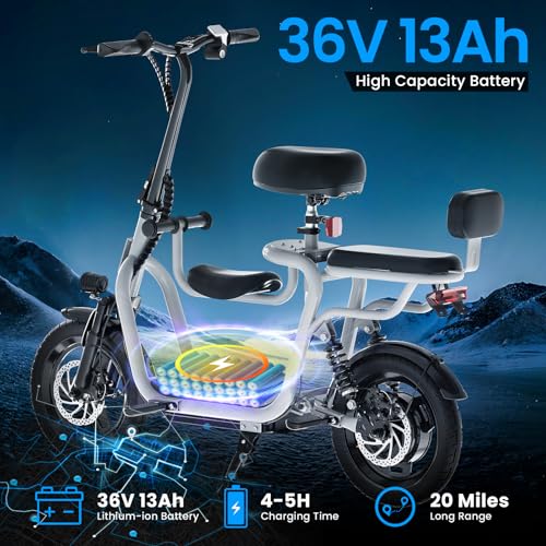 Silver Electric Scooter with 500W Motor and 14" Pneumatic Tire F3419