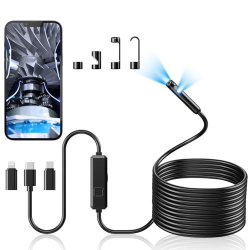 16.4ft Dual-Lens 1920P HD Waterproof Borescope with 8 Adjustable LED Lights Z41389