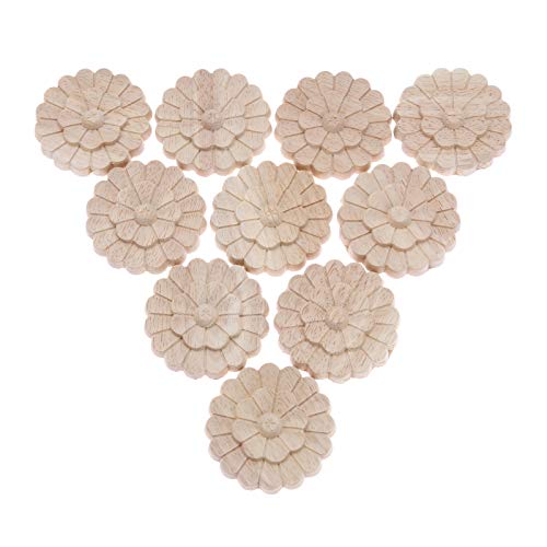 Unpainted Wood Carved Onlays Appliques, 10cm, 5-Pack P323