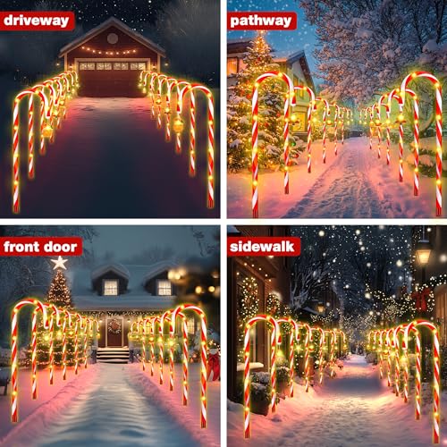 12-Piece Solar Candy Cane Pathway Lights S19078