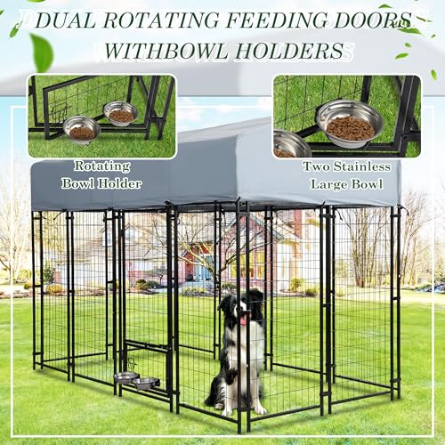 8x4x5.7 FT Outdoor Dog Kennel with Roof E8351