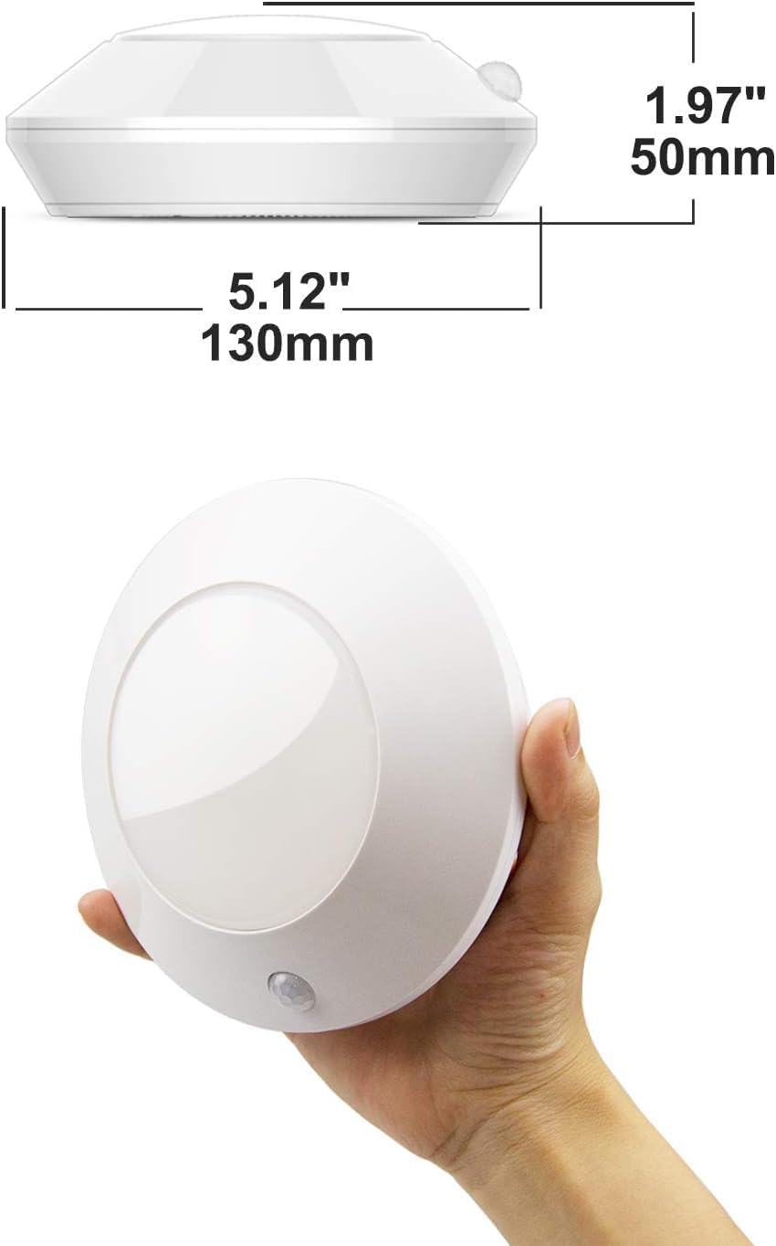 Wireless Battery Operated Motion Sensor LED Ceiling Light, 250 Lumens, 5 Inch, Warm White L763556