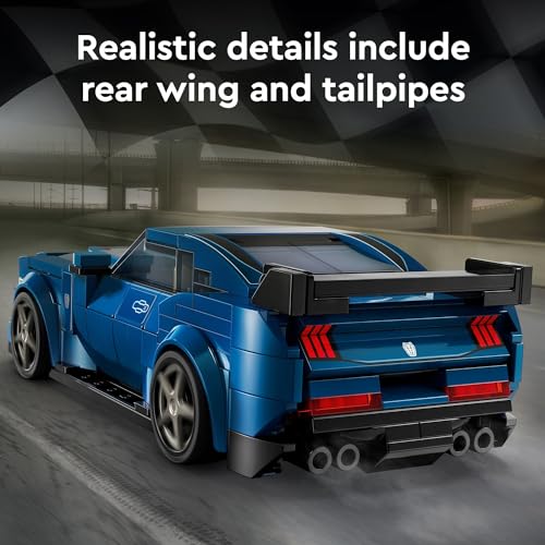 Blue Ford Mustang Dark Horse Sports Car Toy, Buildable Toy Car Model Set, 76920 D2454