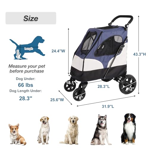 Folding Pet Stroller with Storage Bag and Adjustable Handle Z341
