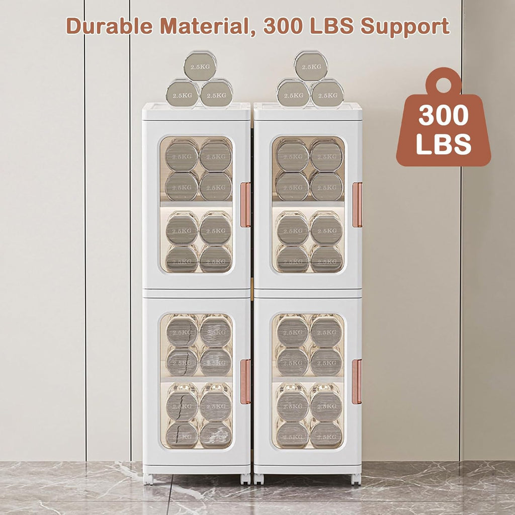 Plastic Storage Cabinet with Shelves, 4 Tier with Wheels L8069