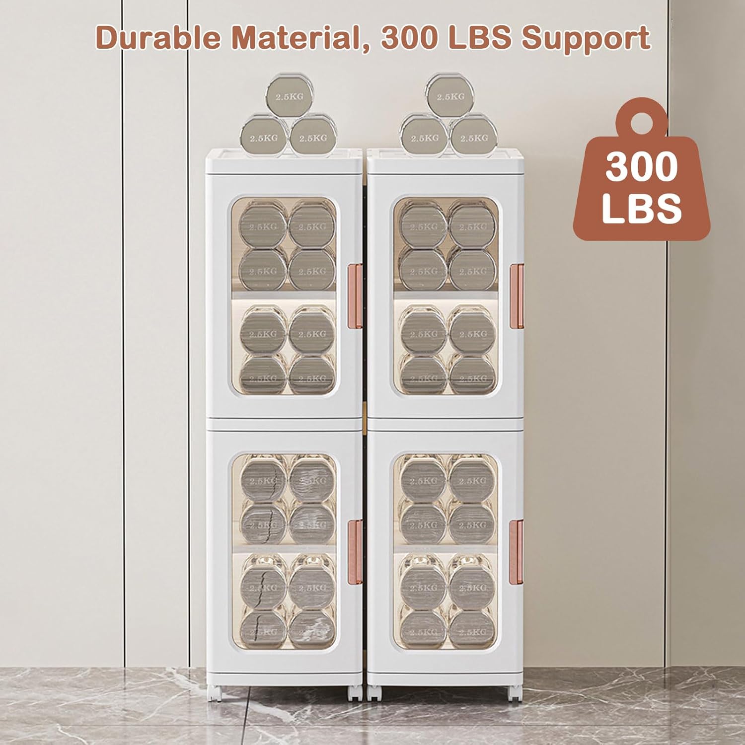 Plastic Storage Cabinet with Shelves, 4 Tier with Wheels L8069