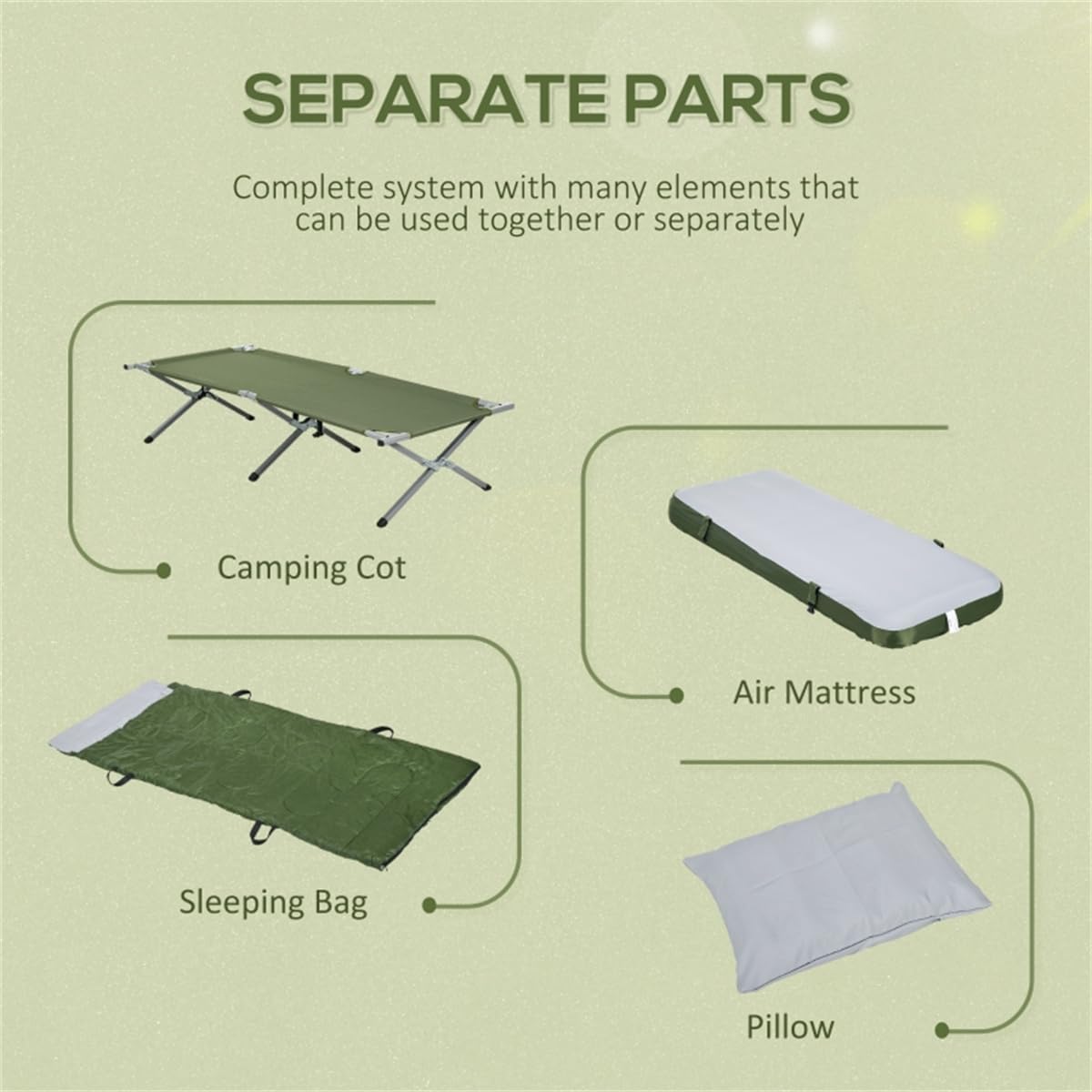 Fold Up Camping Bed Set with Air Cot, Sleeping Bag, Pump M36361
