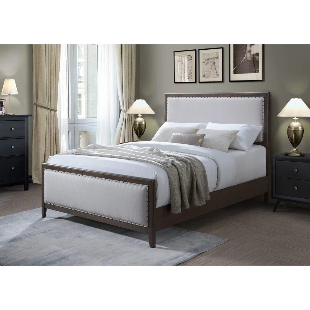 Natural Solid Wood Upholstered Adjustable Platform Bed Queen Y35863