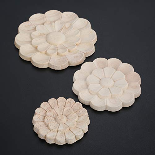 Unpainted Wood Carved Onlays Appliques, 10cm, 5-Pack P323