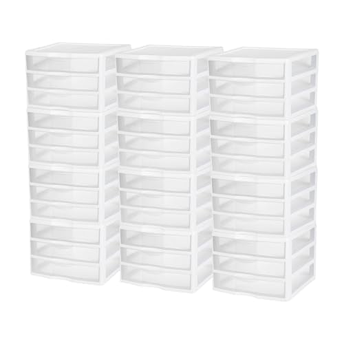 3-Pack White 3 Drawer Plastic Desktop Organizer F7851