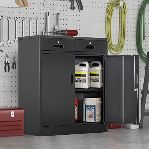 Black 36" Locking Steel Storage Cabinet with Adjustable Shelves D87682