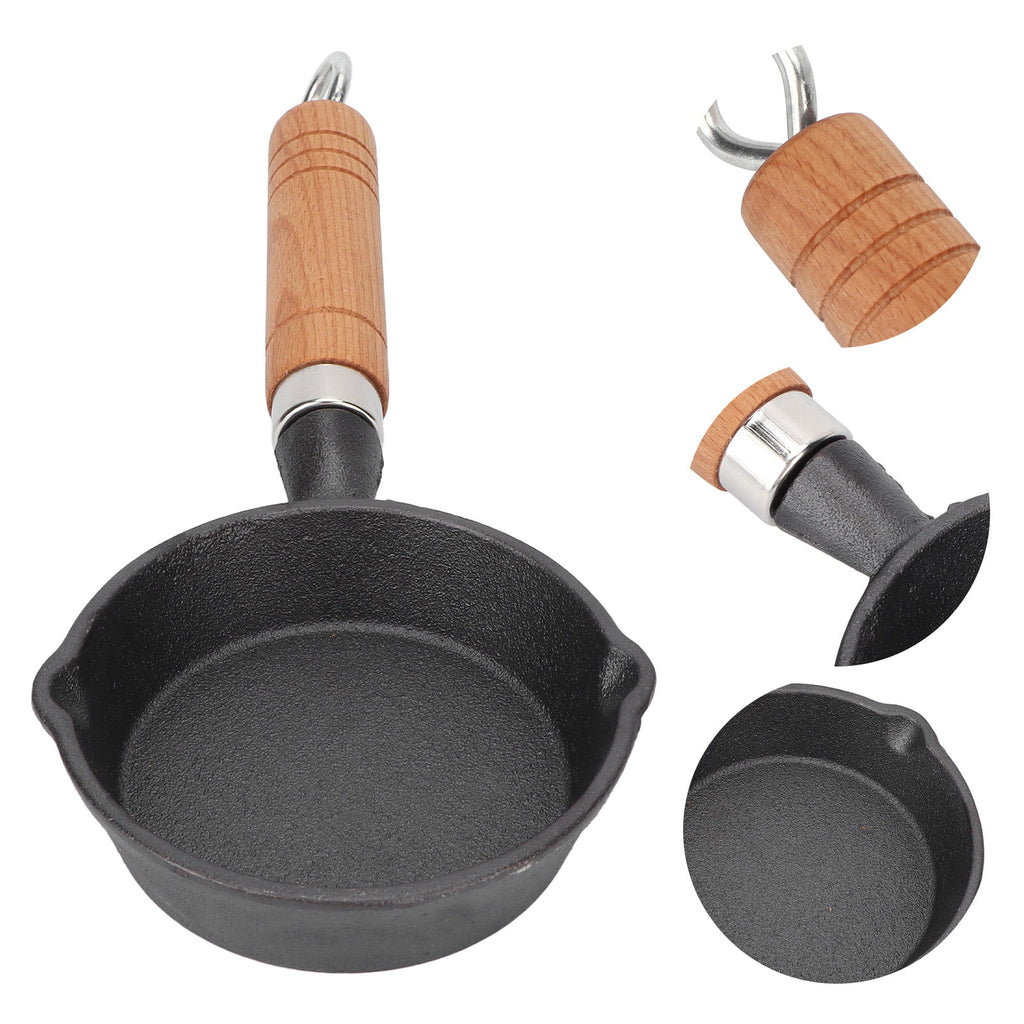 10CM Cast Iron Pan with Wood Handle N800