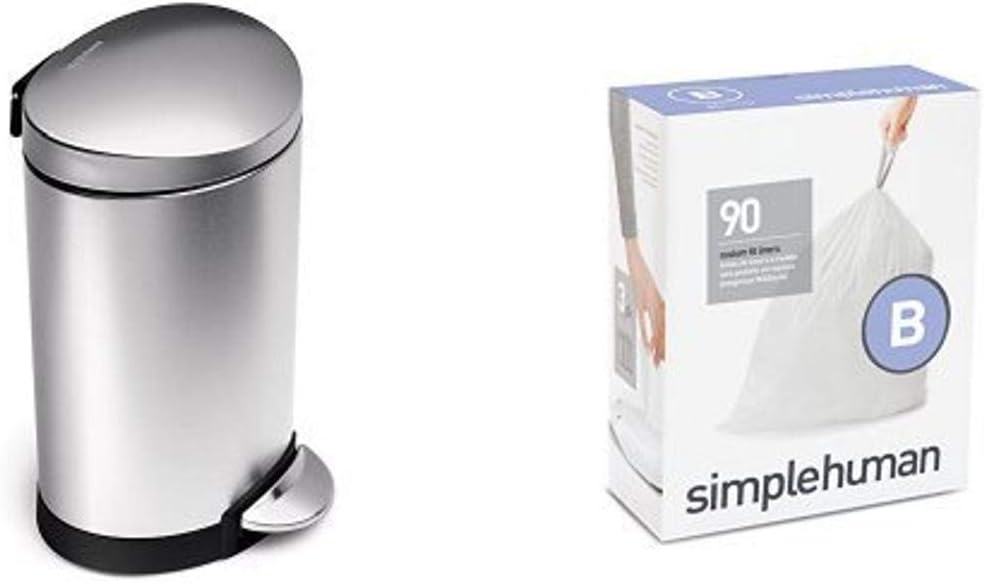 6 litre semi-round step can fingerprint-proof brushed stainless steel O261
