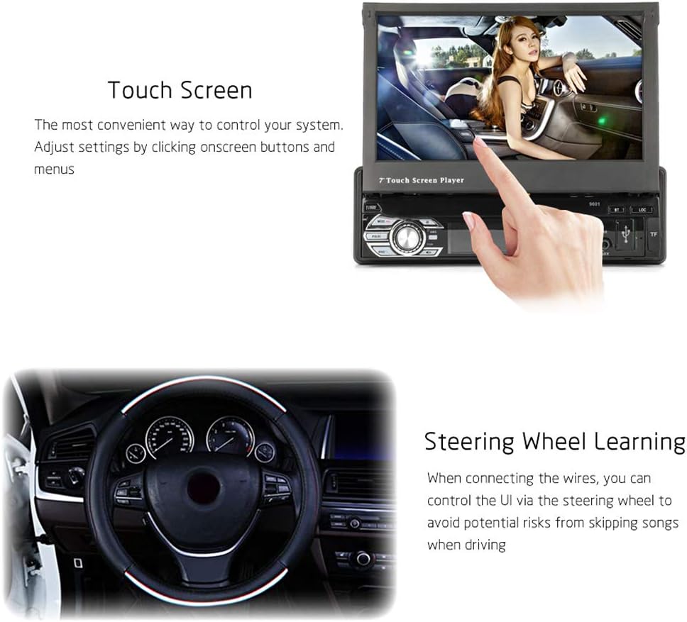 Single Din 7 Inch Touch Screen Car Stereo with Bluetooth R129