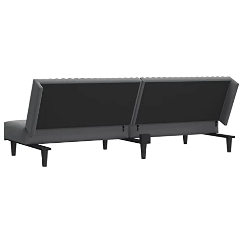 Dark Gray Velvet 2-Seater Sofa Bed O37284