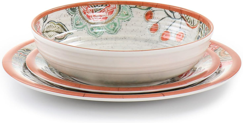 12 Piece Melamine Dinnerware Set, Multi Colored Y4653