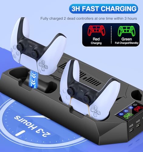 White PS5 Cooling Station with Controller Charging Station and Cooler Fan N447198