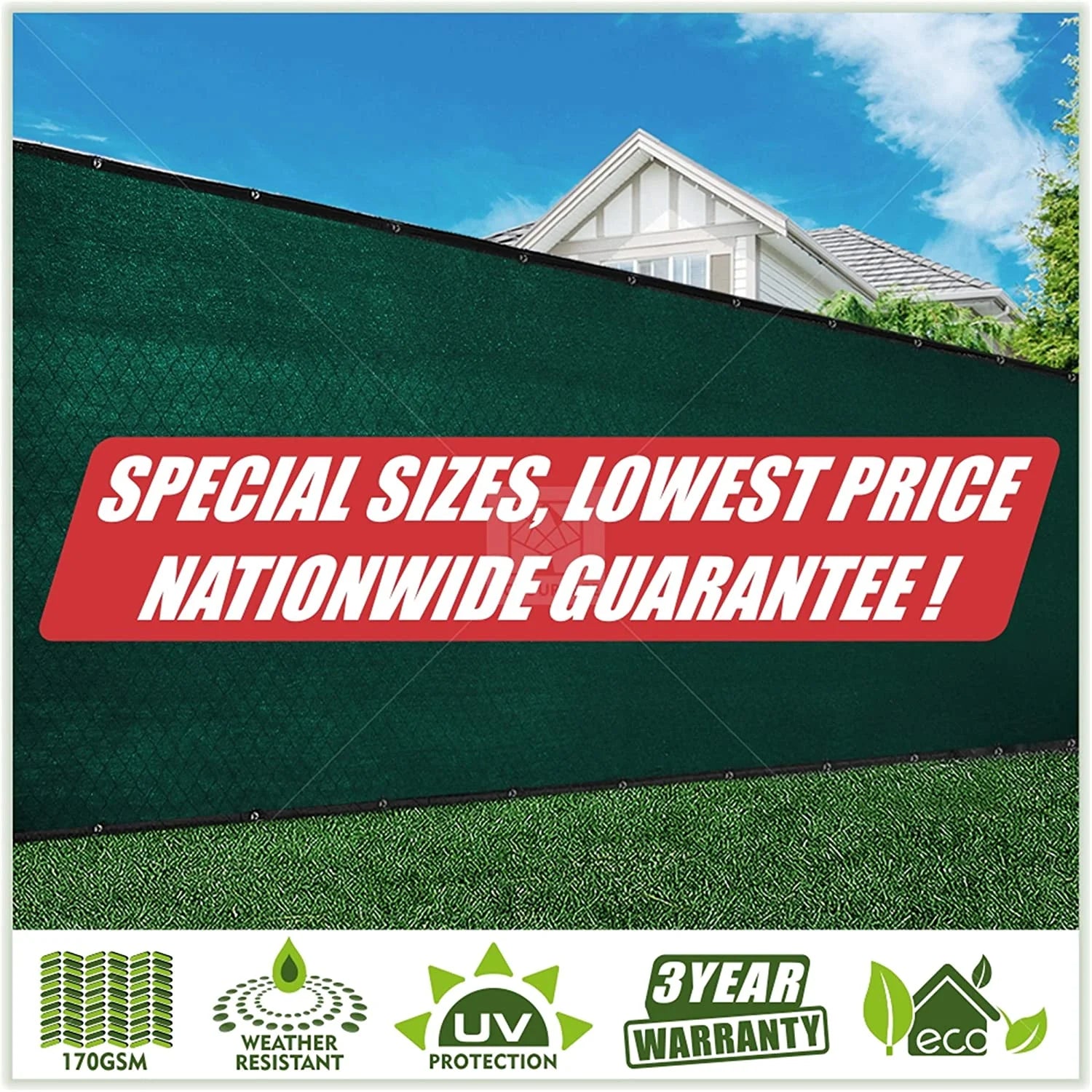 Green 5' x 100' HDPE Fence Privacy Screen with Grommets O11818